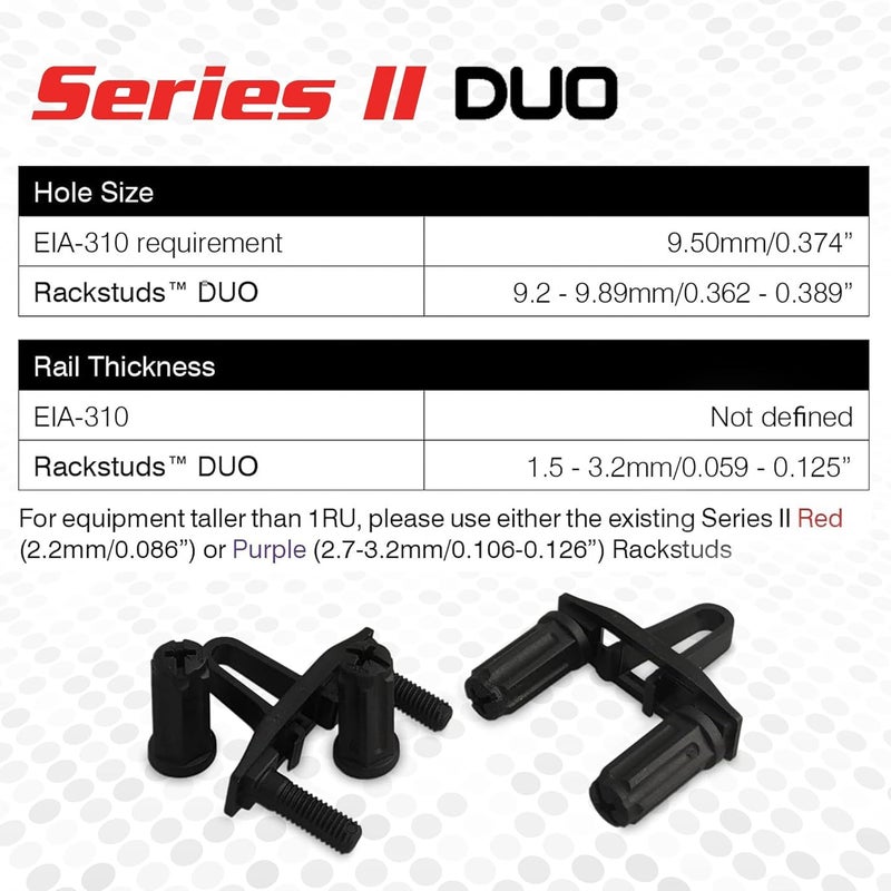 Rackstuds DUO50 1RU Series II Rack Mount Solution - Effortless Alternative to Traditional Rack Screws and Cage Nuts & Server Rack Screws Ideal for Server Hardware Setup - 50 Pack, Universal Version - Image 3
